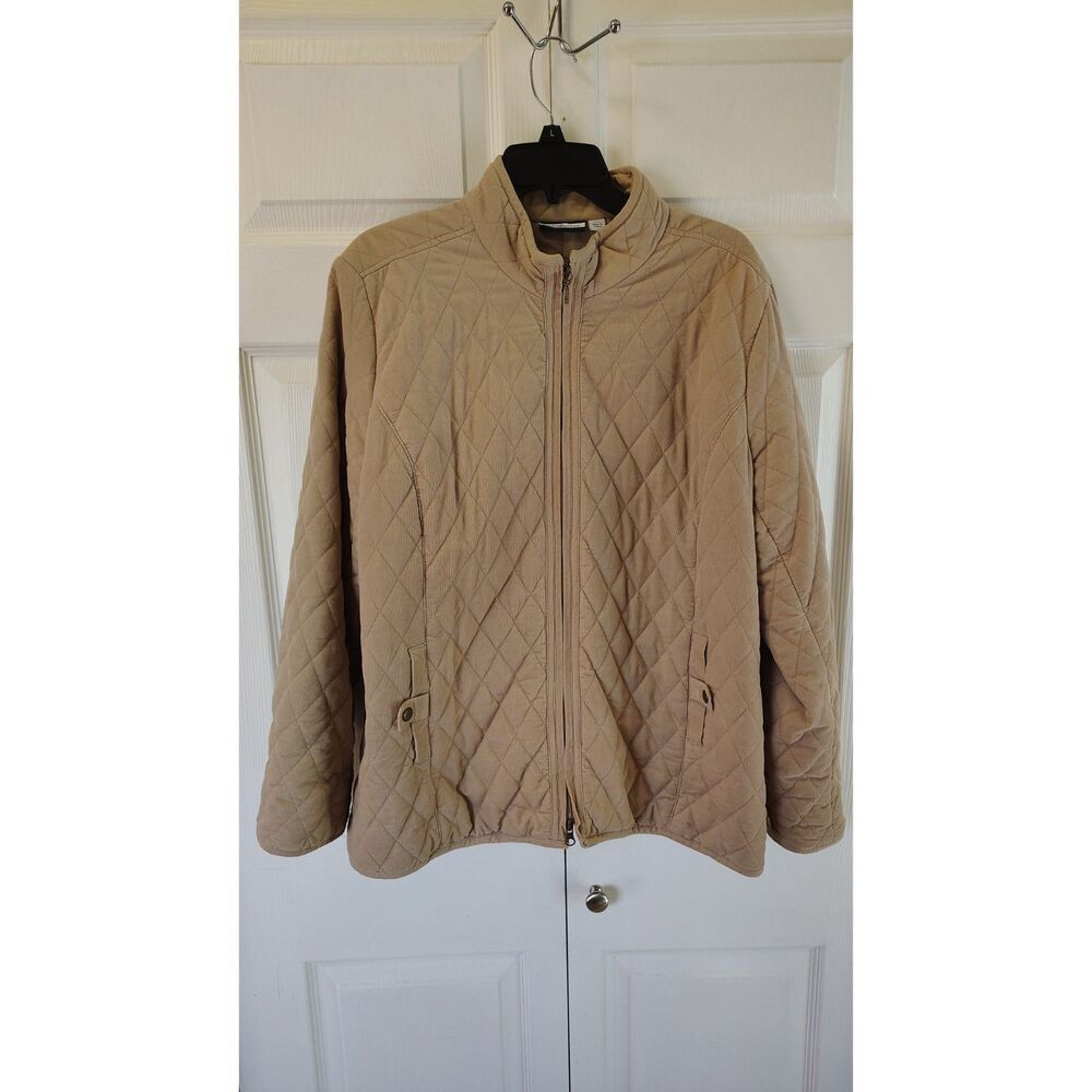 Croft & Barrow Tan Diamond Quilted Zip-Up Jacket XL